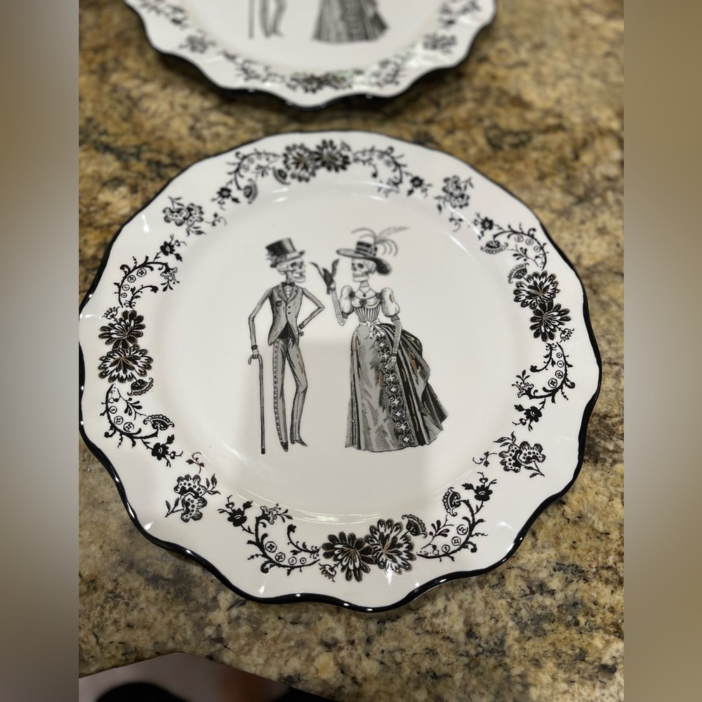 Potter’s Studio victorian skeletons scalloped plate serving platter  - 11” NEW